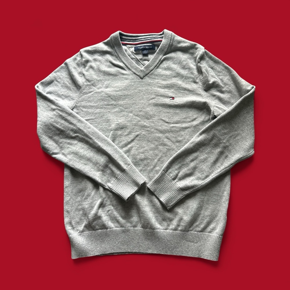 Tommy Hilfiger Light Gray V-Neck Men's Sweater